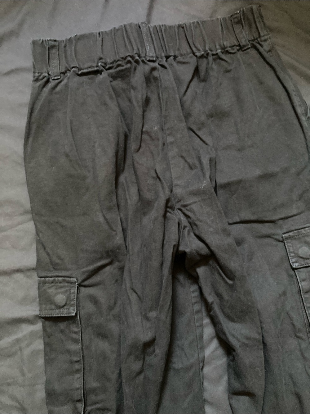 Forever 21 Black Cargo Pants Cinch Elastic Ankle Women's Utility Size Medium - Picture 11 of 11